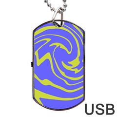 Blue Green Abstract Dog Tag Usb Flash (two Sides)