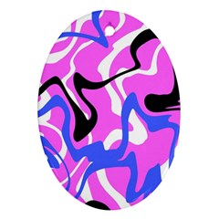 Swirl Pink White Blue Black Ornament (oval)