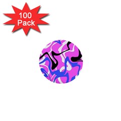 Swirl Pink White Blue Black 1  Mini Buttons (100 Pack)  by Cemarart