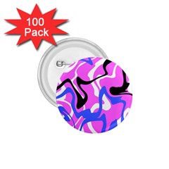Swirl Pink White Blue Black 1 75  Buttons (100 Pack)  by Cemarart