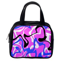 Swirl Pink White Blue Black Classic Handbag (one Side)