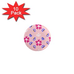 Flower Heart Print Pattern Pink 1  Mini Magnet (10 Pack)  by Cemarart