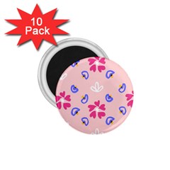 Flower Heart Print Pattern Pink 1 75  Magnets (10 Pack) 