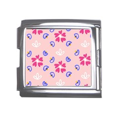 Flower Heart Print Pattern Pink Mega Link Italian Charm (18mm)