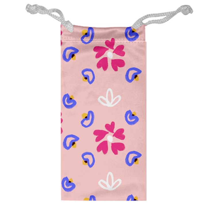 Flower Heart Print Pattern Pink Jewelry Bag