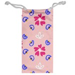 Flower Heart Print Pattern Pink Jewelry Bag Back