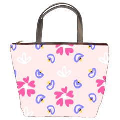 Flower Heart Print Pattern Pink Bucket Bag