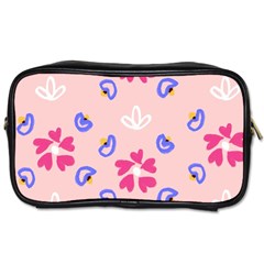 Flower Heart Print Pattern Pink Toiletries Bag (two Sides)