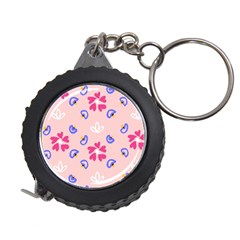 Flower Heart Print Pattern Pink Measuring Tape by Cemarart