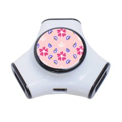 Flower Heart Print Pattern Pink 3-port Usb Hub