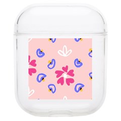Flower Heart Print Pattern Pink Soft Tpu Airpods 1/2 Case by Cemarart