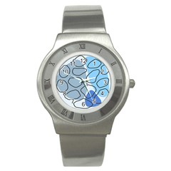 Boho Blue Deep Blue Artwork Stainless Steel Watch