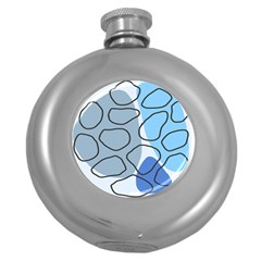 Boho Blue Deep Blue Artwork Round Hip Flask (5 Oz)