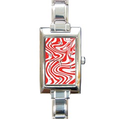 Red White Background Swirl Playful Rectangle Italian Charm Watch