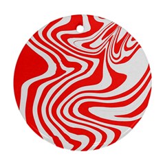 Red White Background Swirl Playful Ornament (round)