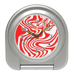 Red White Background Swirl Playful Travel Alarm Clock