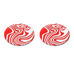 Red White Background Swirl Playful Cufflinks (oval)