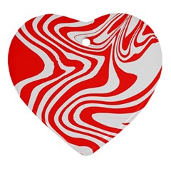 Red White Background Swirl Playful Heart Ornament (two Sides)