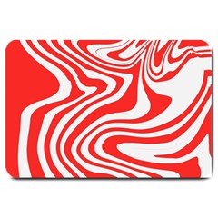 Red White Background Swirl Playful Large Doormat