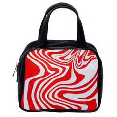 Red White Background Swirl Playful Classic Handbag (one Side)