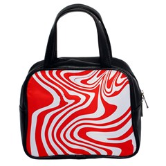 Red White Background Swirl Playful Classic Handbag (two Sides)