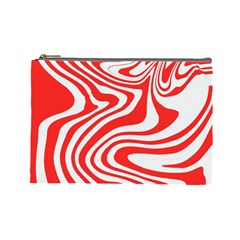 Red White Background Swirl Playful Cosmetic Bag (large)