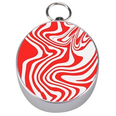 Red White Background Swirl Playful Silver Compasses