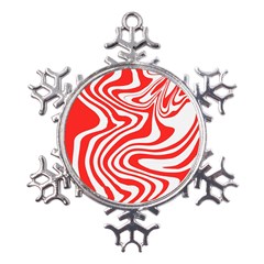 Red White Background Swirl Playful Metal Large Snowflake Ornament