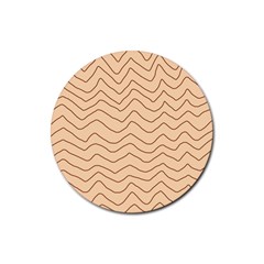 Background Wavy Zig Zag Lines Rubber Round Coaster (4 Pack)