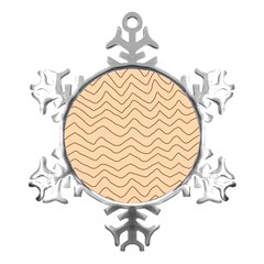 Background Wavy Zig Zag Lines Metal Small Snowflake Ornament by Cemarart