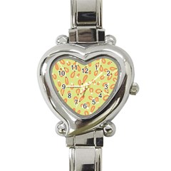 Pattern Leaves Print Background Heart Italian Charm Watch