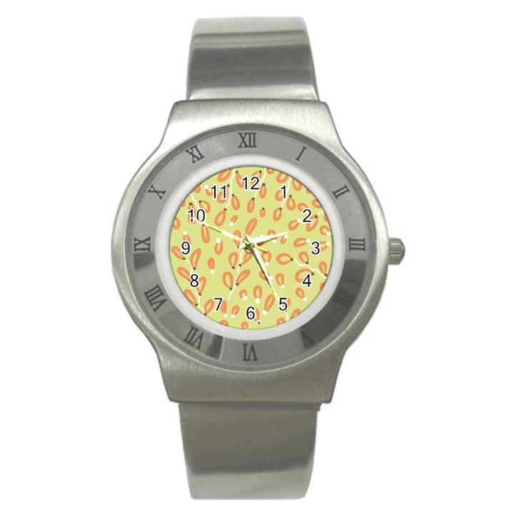 Pattern Leaves Print Background Stainless Steel Watch