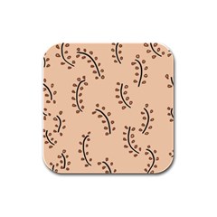 Leaves Plants Dots Pattern Rubber Square Coaster (4 Pack)