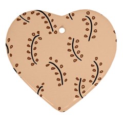 Leaves Plants Dots Pattern Heart Ornament (two Sides)