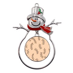 Leaves Plants Dots Pattern Metal Snowman Ornament by Cemarart