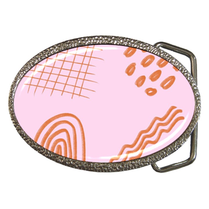 Elements Scribbles Wiggly Lines Retro Vintage Belt Buckles