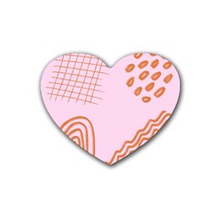 Elements Scribbles Wiggly Lines Retro Vintage Rubber Heart Coaster (4 Pack)