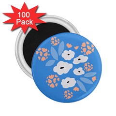 Doodle Flowers Leaves Plant Design 2 25  Magnets (100 Pack) 