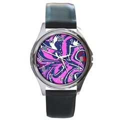 Texture Multicolour Grunge Round Metal Watch