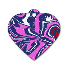 Texture Multicolour Grunge Dog Tag Heart (one Side)