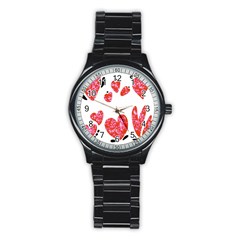 Elements Scribbles Brush Doodles Stainless Steel Round Watch