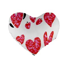 Elements Scribbles Brush Doodles Standard 16  Premium Flano Heart Shape Cushions