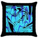 Mint Background Swirl Blue Black Throw Pillow Case (Black) Front