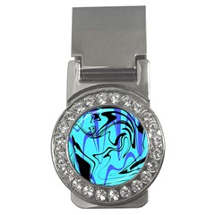 Mint Background Swirl Blue Black Money Clips (cz)  by Cemarart