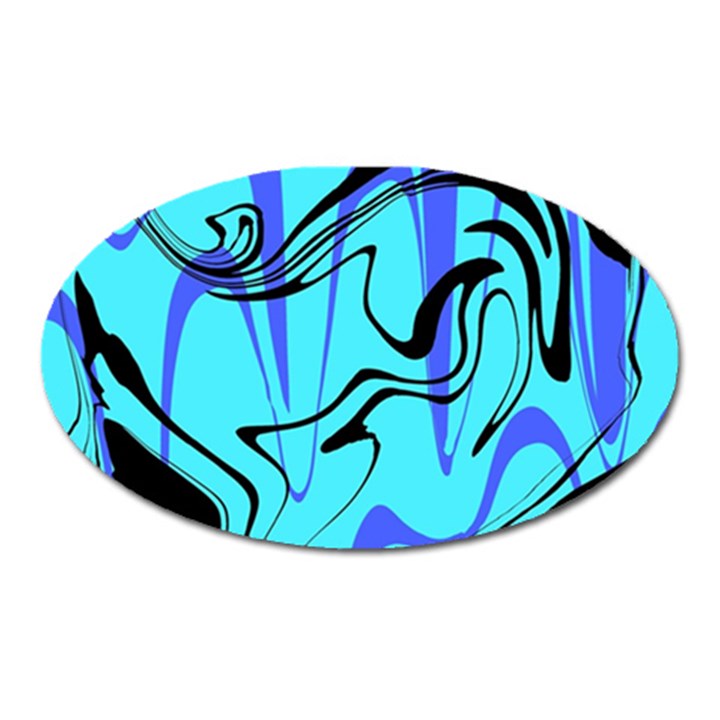 Mint Background Swirl Blue Black Oval Magnet