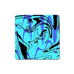 Mint Background Swirl Blue Black Square Magnet