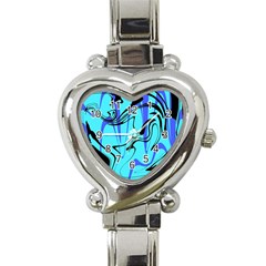 Mint Background Swirl Blue Black Heart Italian Charm Watch