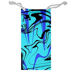 Mint Background Swirl Blue Black Jewelry Bag