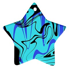 Mint Background Swirl Blue Black Star Ornament (two Sides) by Cemarart