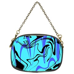 Mint Background Swirl Blue Black Chain Purse (one Side)